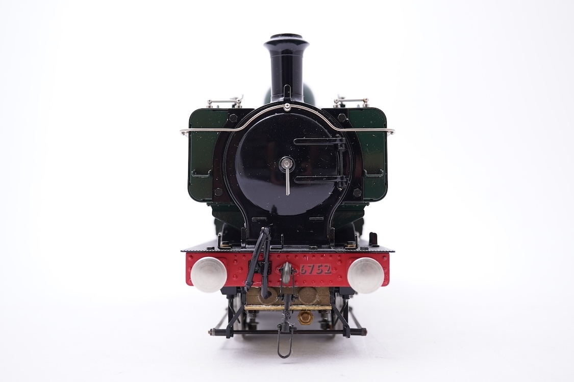 A Gauge One Aster Hobbies live steam GWR Class 57xx 0-6-0 Pannier Tank locomotive, 6752, the factory ‘Built Up’ version, spirit fired working two cylinder motion, with steaming tools, accessories and original box.